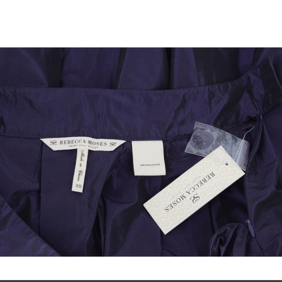 NWT REBECCA MOSES midnight purple pleated taffeta midi skirt size XS women's - Picture 3 of 6